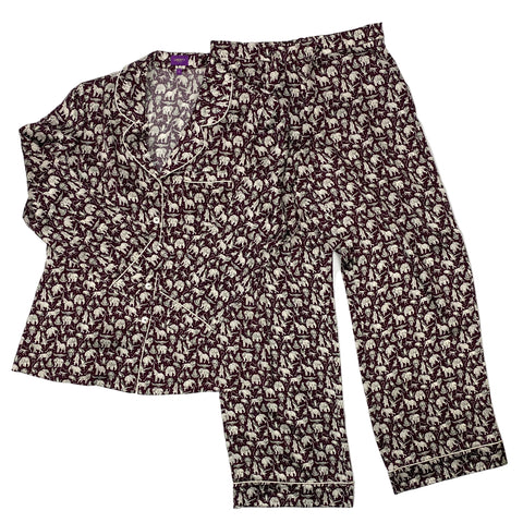 Liberty London £425 Aubergine Animal Print Silk Pyjama Set S
