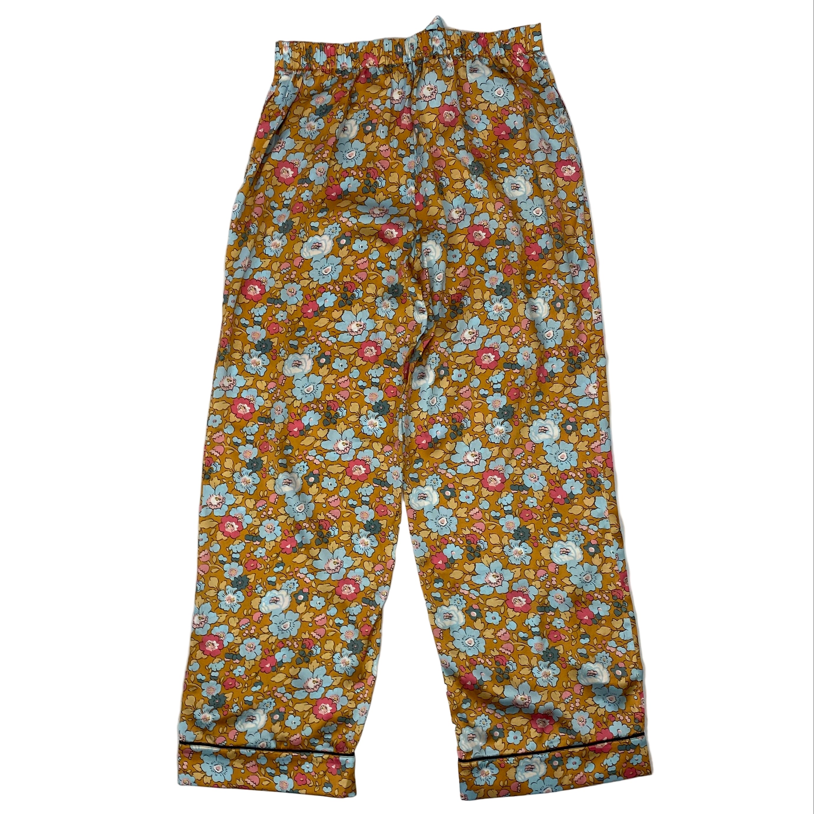 Liberty London £425 Old Gold Floral Print Silk Pyjama Set S