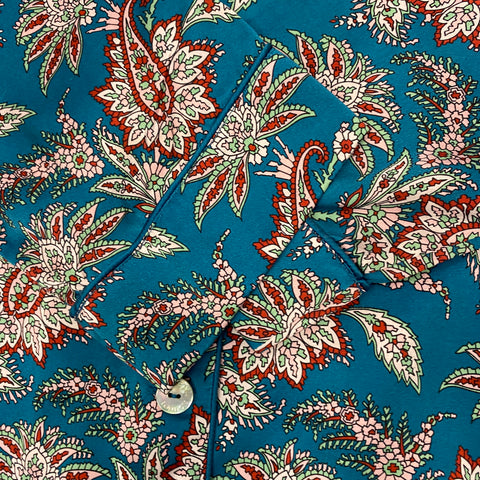 Liberty London £425 Teal Paisley Print Silk Pyjama Set S