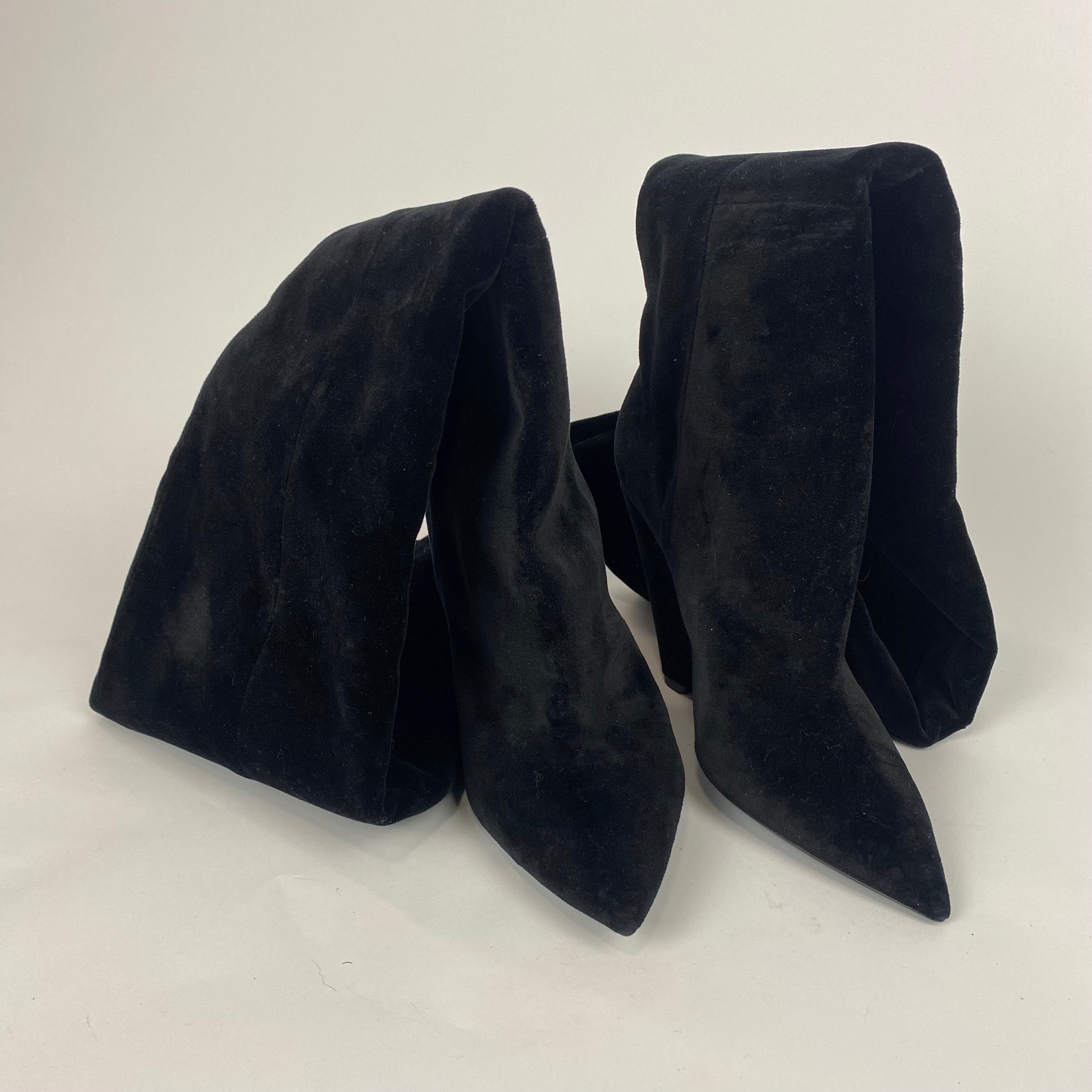 Saint Laurent £1200 Black Velvet Over The Knee Niki Boots 38