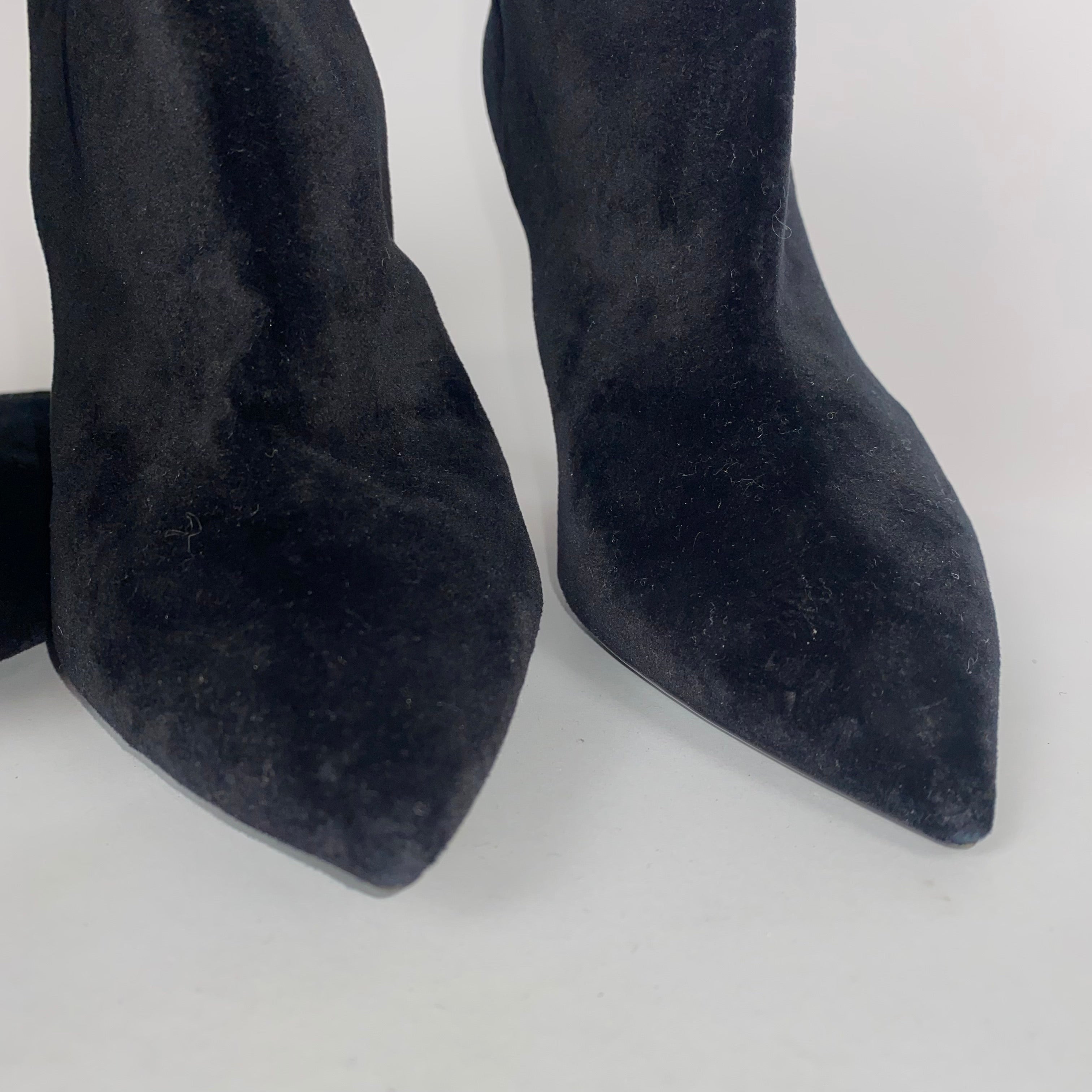 Saint Laurent £1200 Black Velvet Over The Knee Niki Boots 38