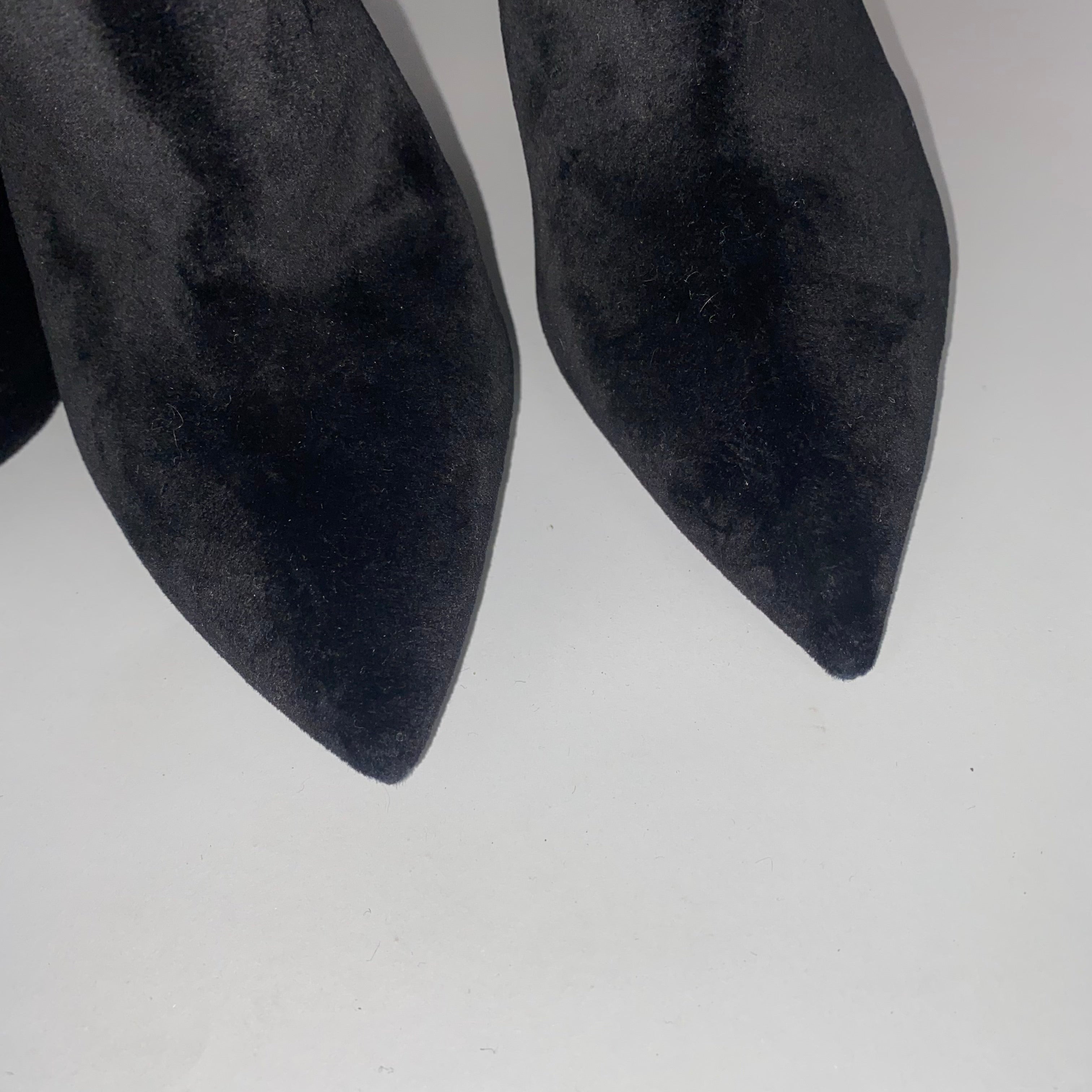 Saint Laurent £1200 Black Velvet Over The Knee Niki Boots 38