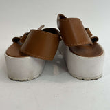 Chloe Tan & White Leather Sandals 38