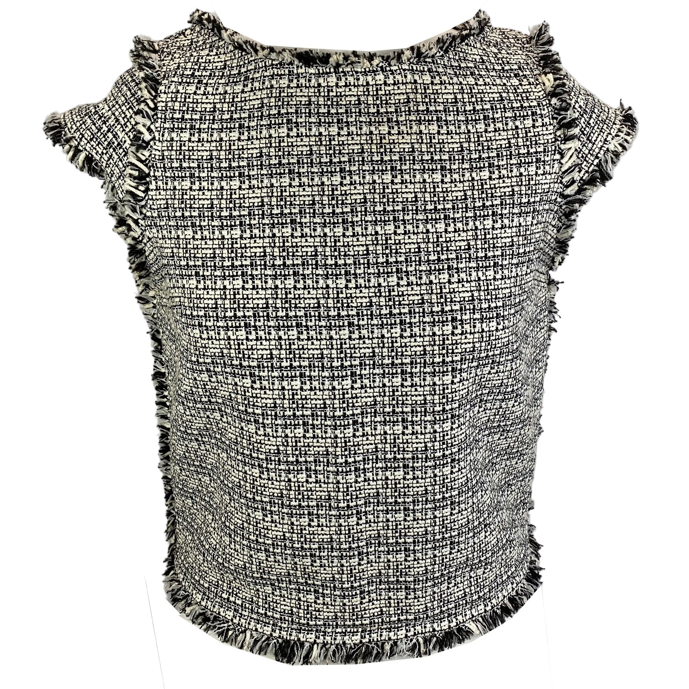 Alice & Olivia New Monochrome Weave Top S