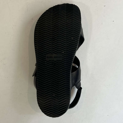 Isabel Marant Black Leather Flatbed Sandals 39