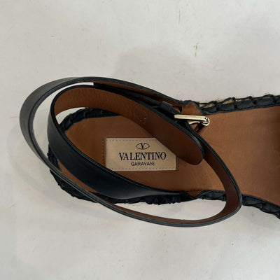 Valentino Garavani £550 Teodora Studded Suede Black Sandals 39