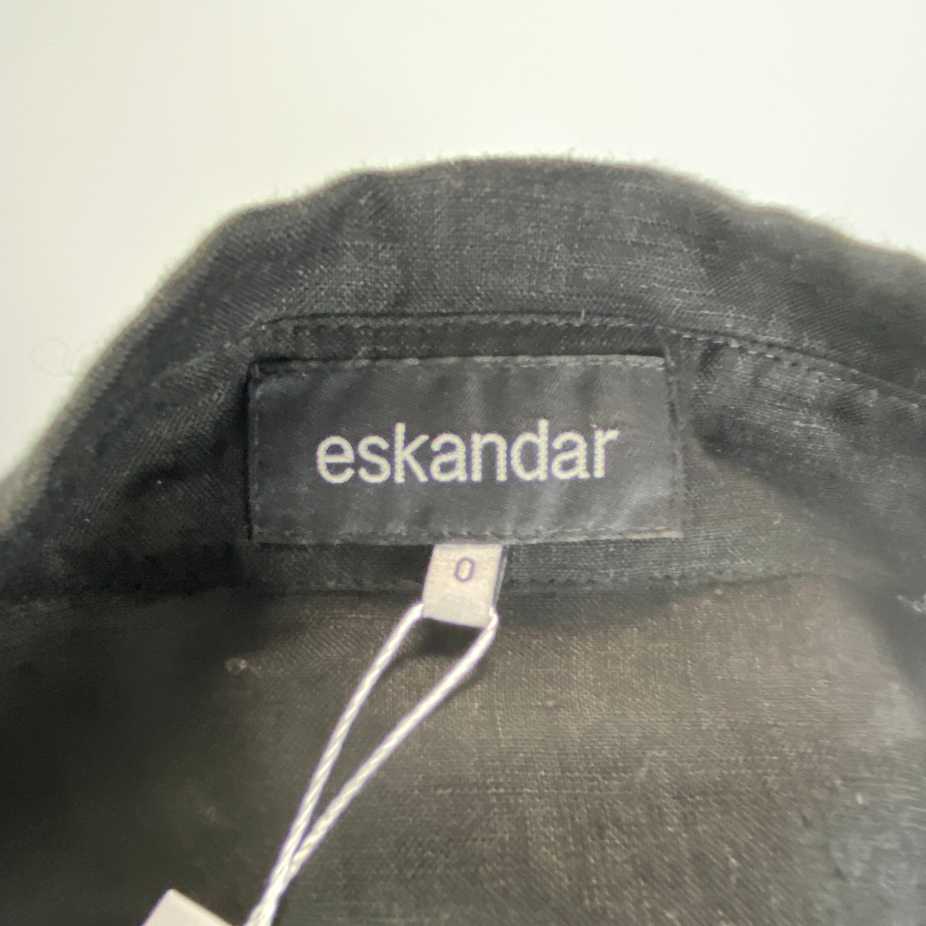 Eskander New £395 Black Linen Short Sleeve Shirt XS/S/M/L