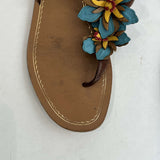 Prada Leather Flower Detail Thong Sandals 39