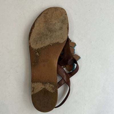 Prada Leather Flower Detail Thong Sandals 39
