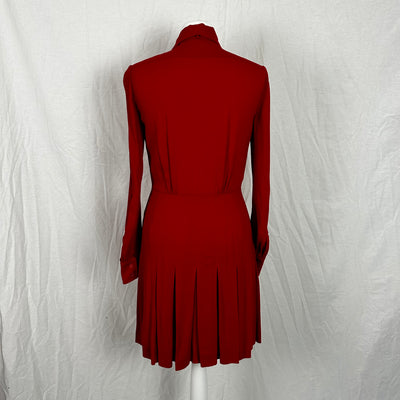 Miu Miu Scarlet Crepe Midi Shirtdress with Jewel Collar XS