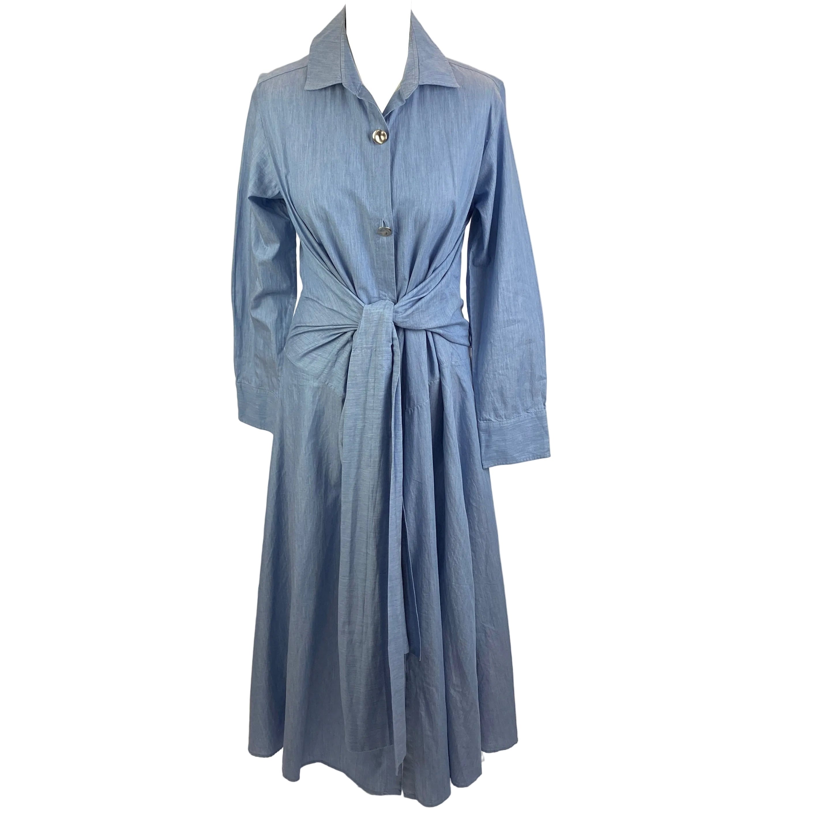 Palmer Harding New Pale Blue Chambray Cotton Shirtdress M