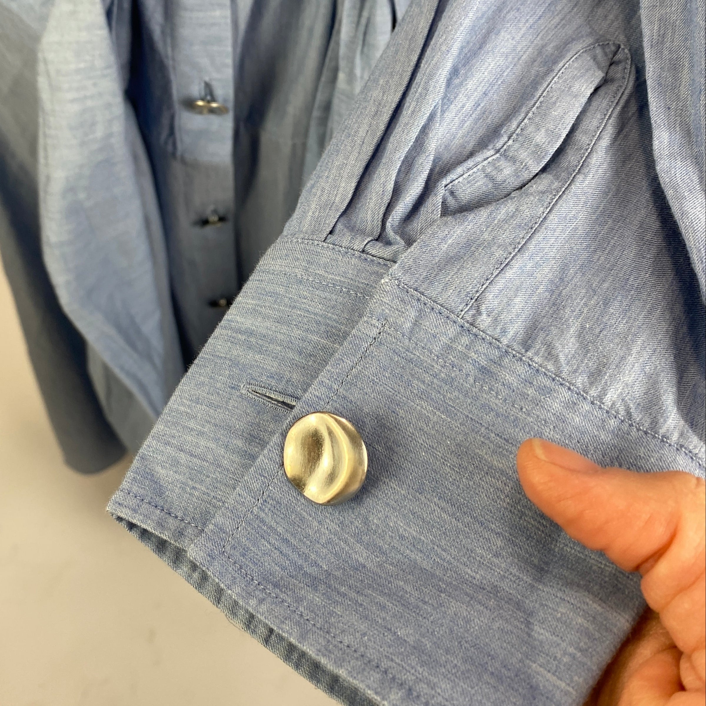 Palmer Harding New Pale Blue Chambray Cotton Shirtdress M