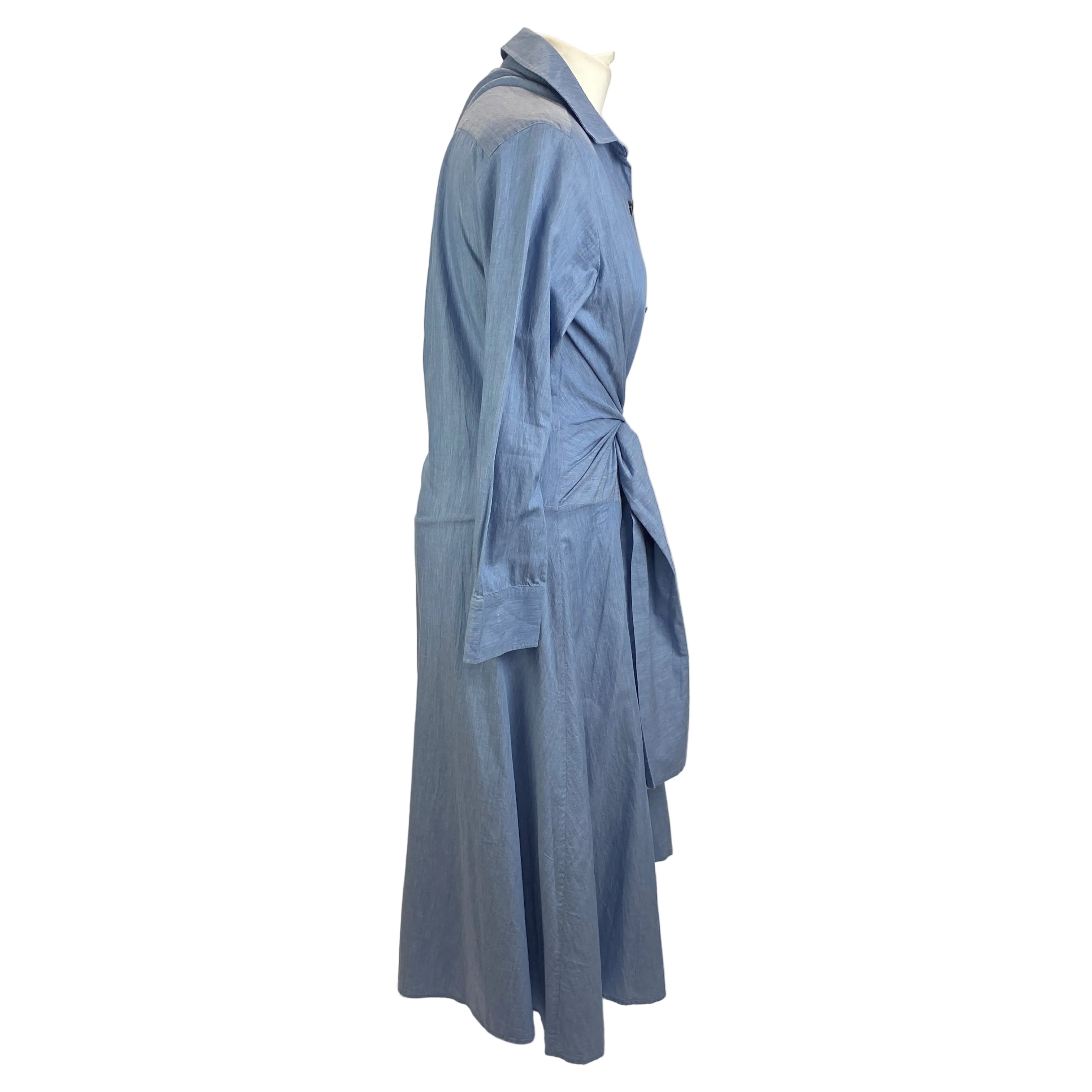 Palmer Harding New Pale Blue Chambray Cotton Shirtdress M