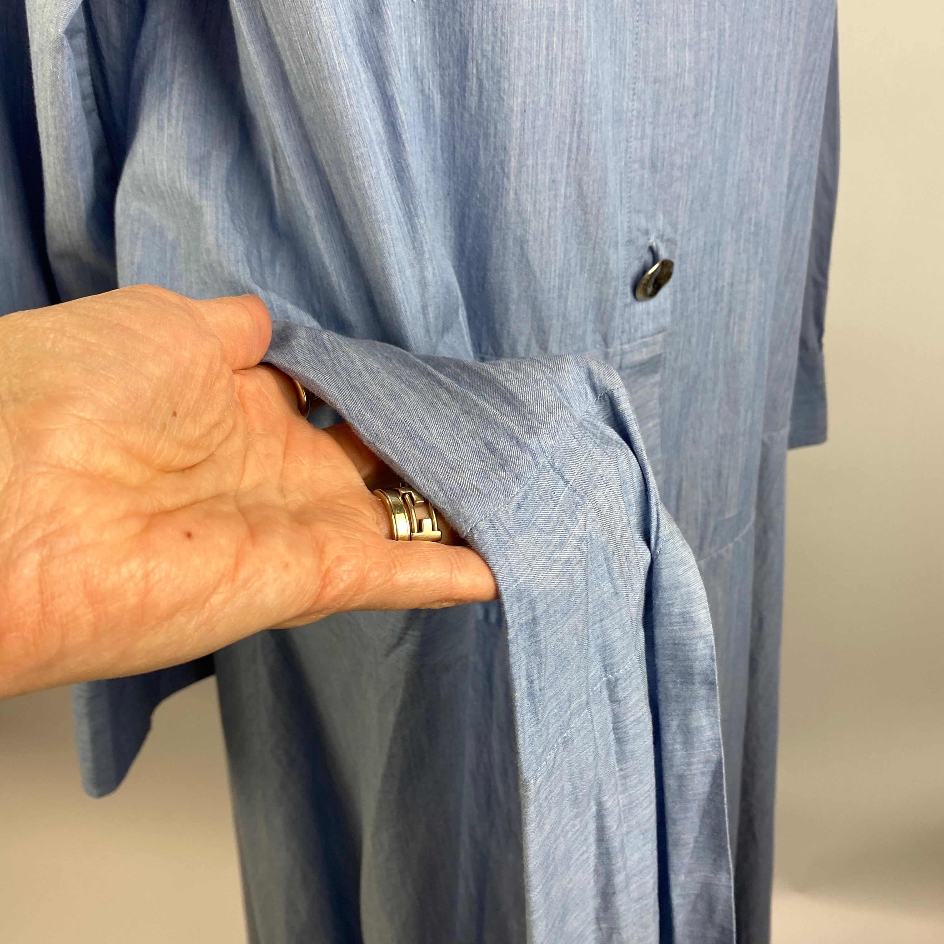 Palmer Harding New Pale Blue Chambray Cotton Shirtdress M