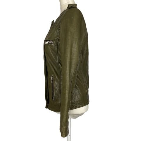 Isabel Marant Etoile Khaki Leather Biker Jacket XXS/XS/S