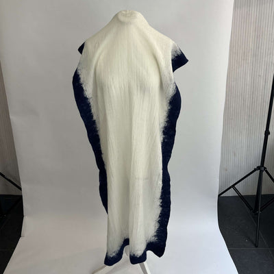 Hut Up Cream & Navy Felted Scarf