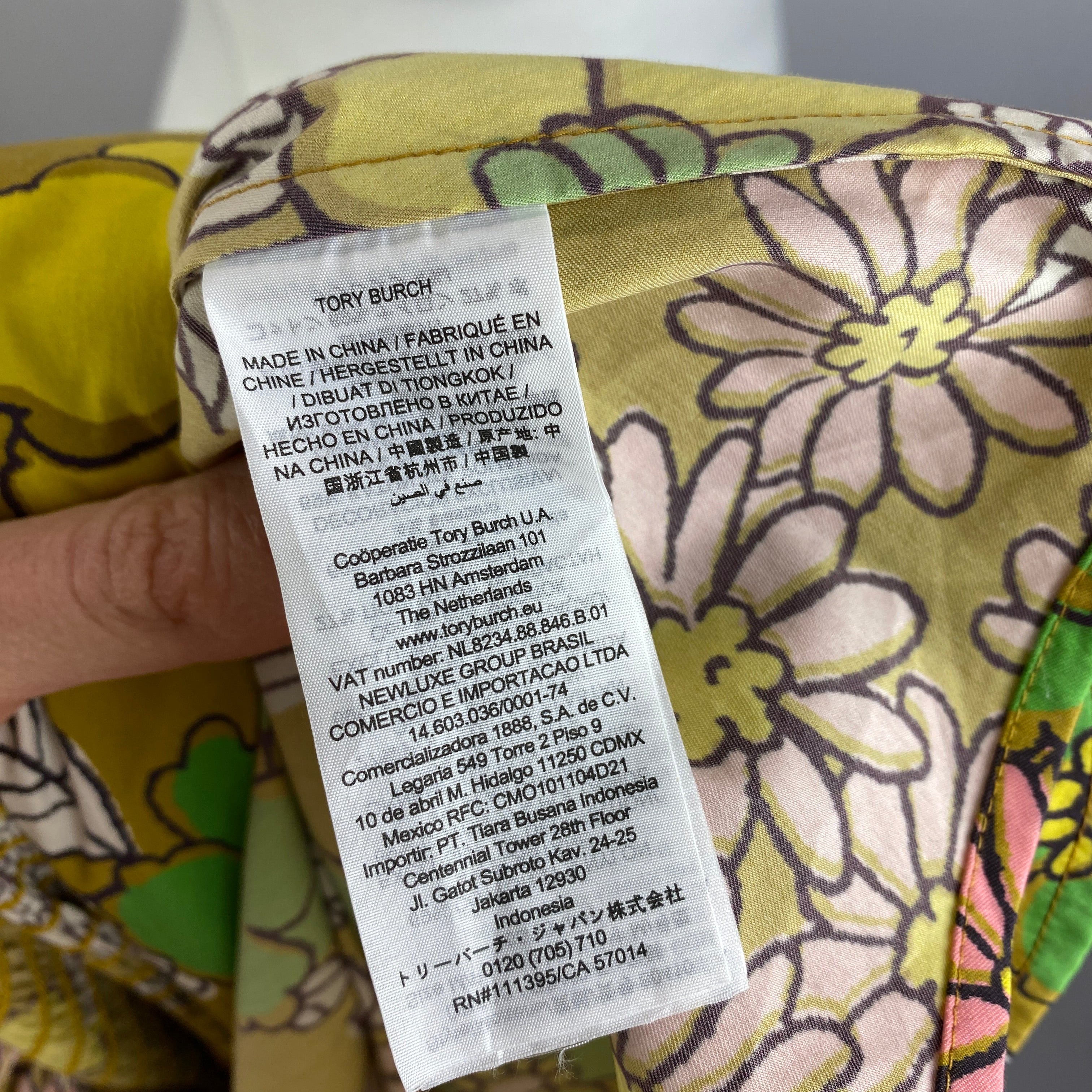 Tory Burch Mustard Floral Belted Midi Dress M