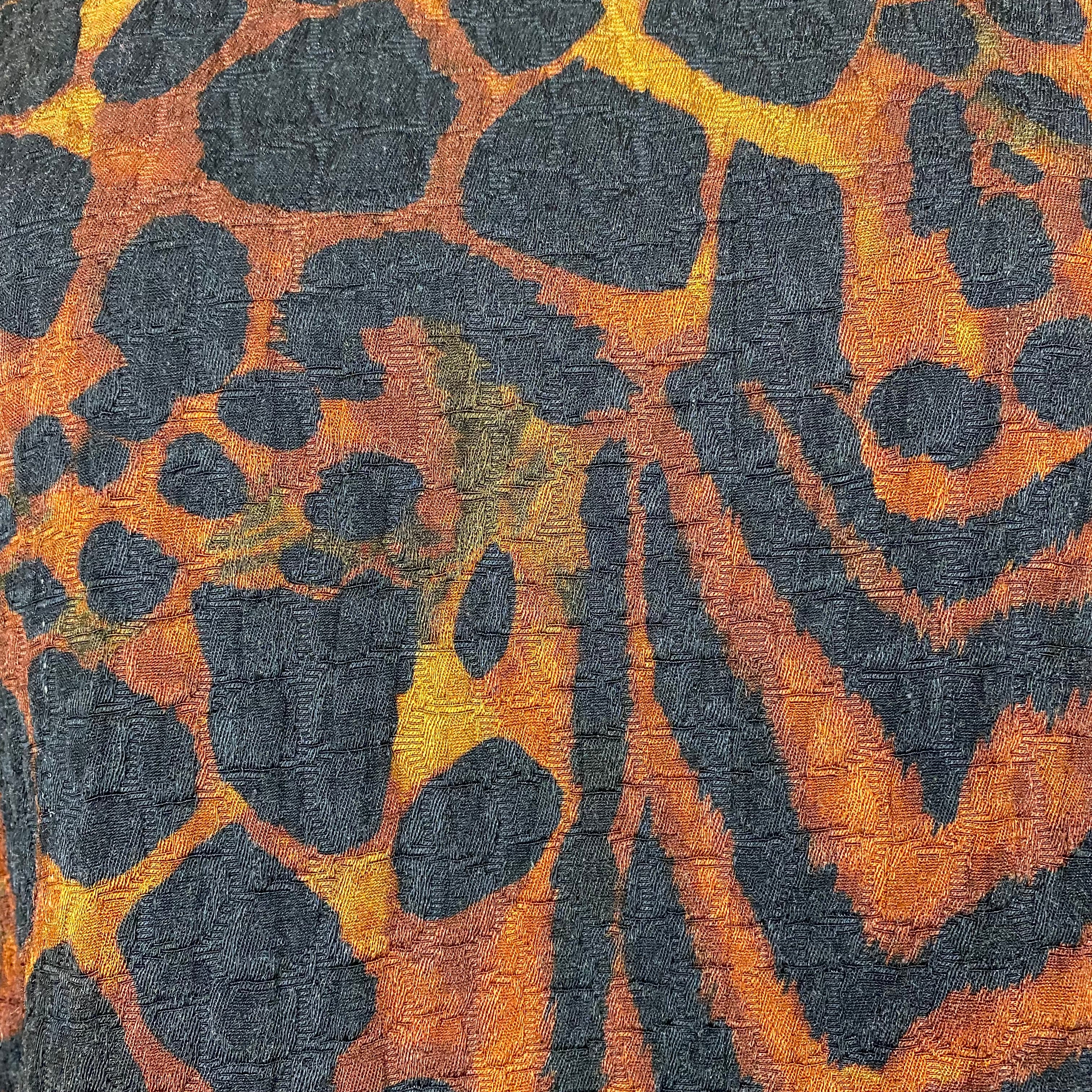 Dries Van Noten Terracotta & Black Leopardprint Midi Dress S