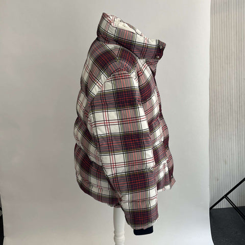 Burberry £927 Red & White Plaid Down Puffa Jacket XL