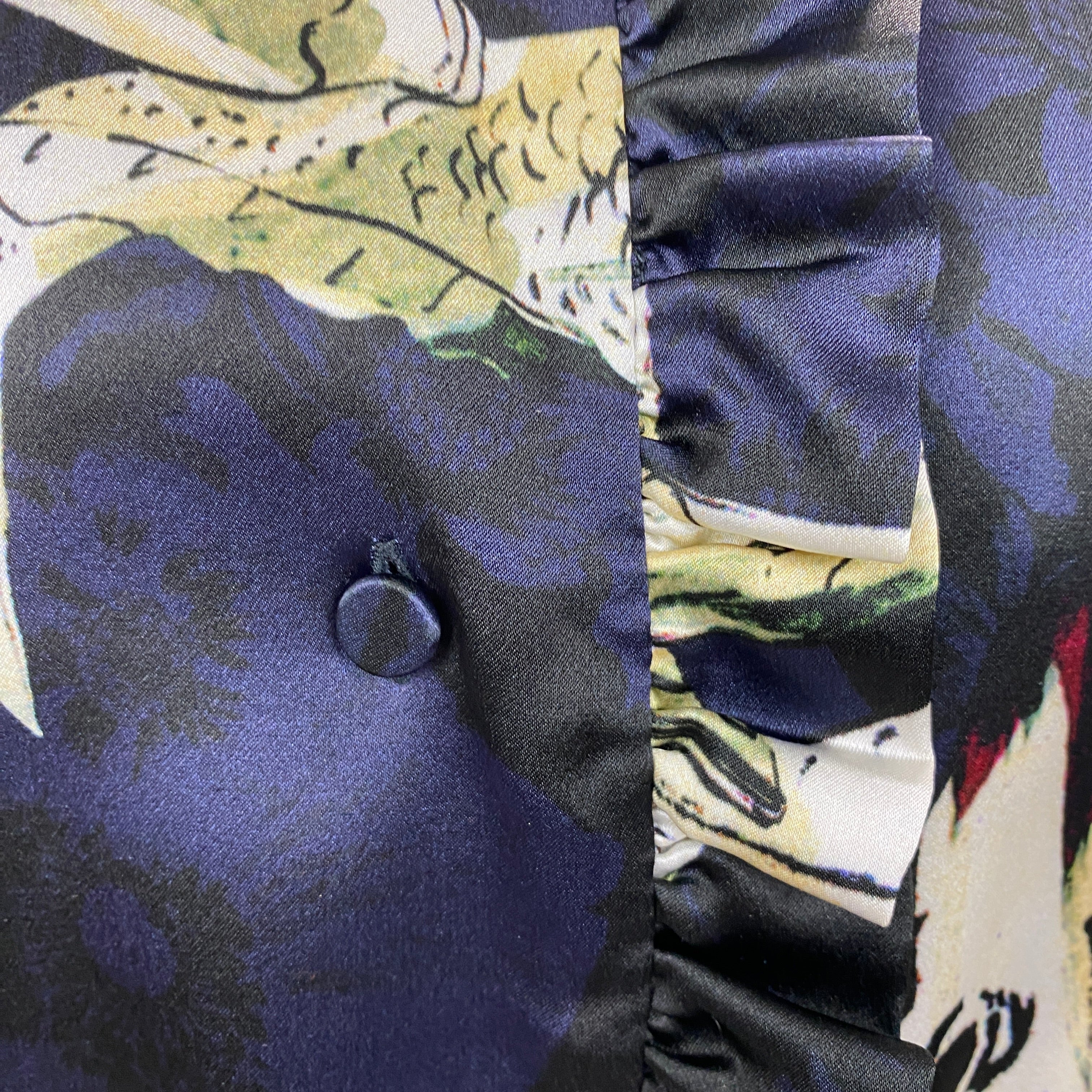 Erdem Black & Cream Carp Print Silk Maxi Siren Dress M