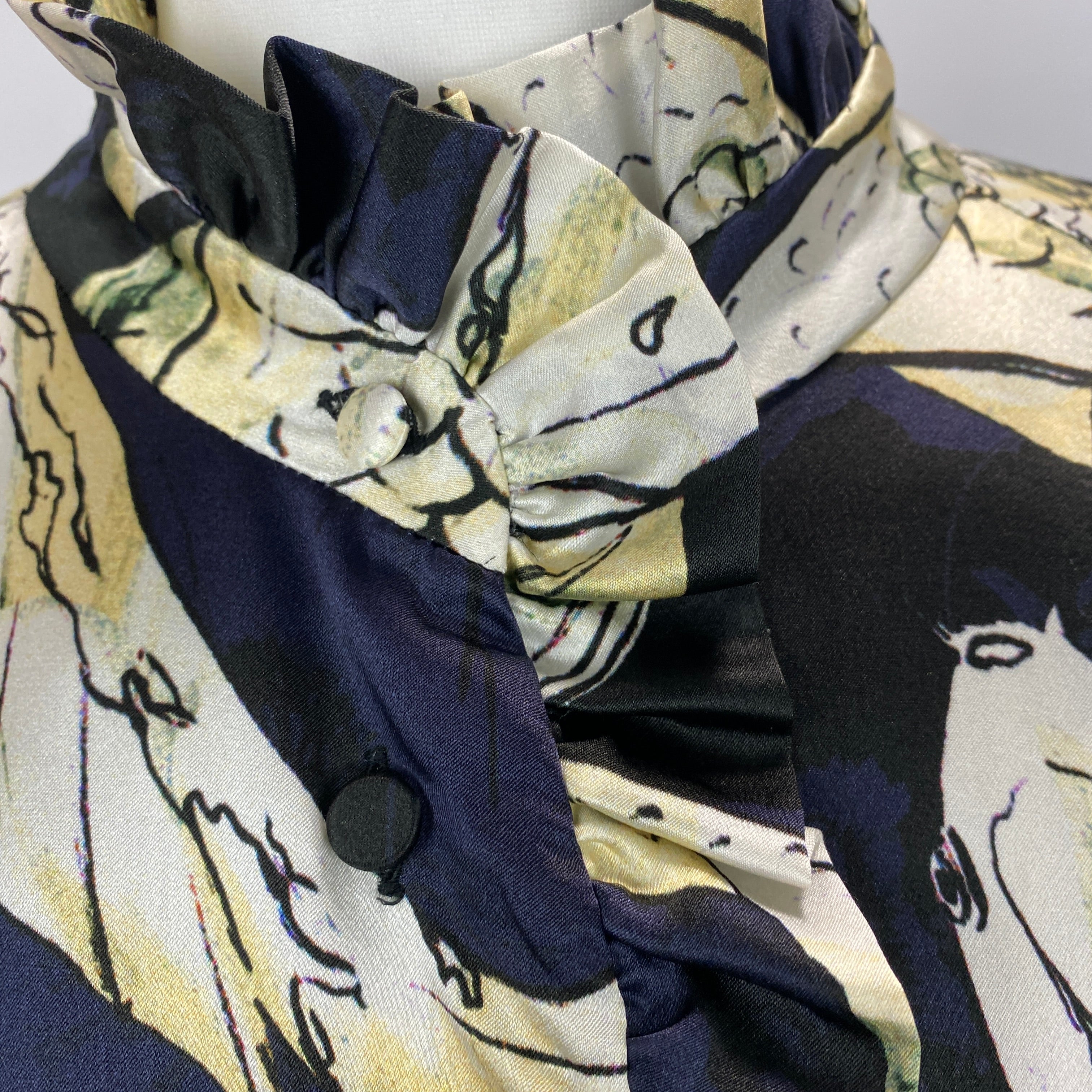 Erdem Black & Cream Carp Print Silk Maxi Siren Dress M