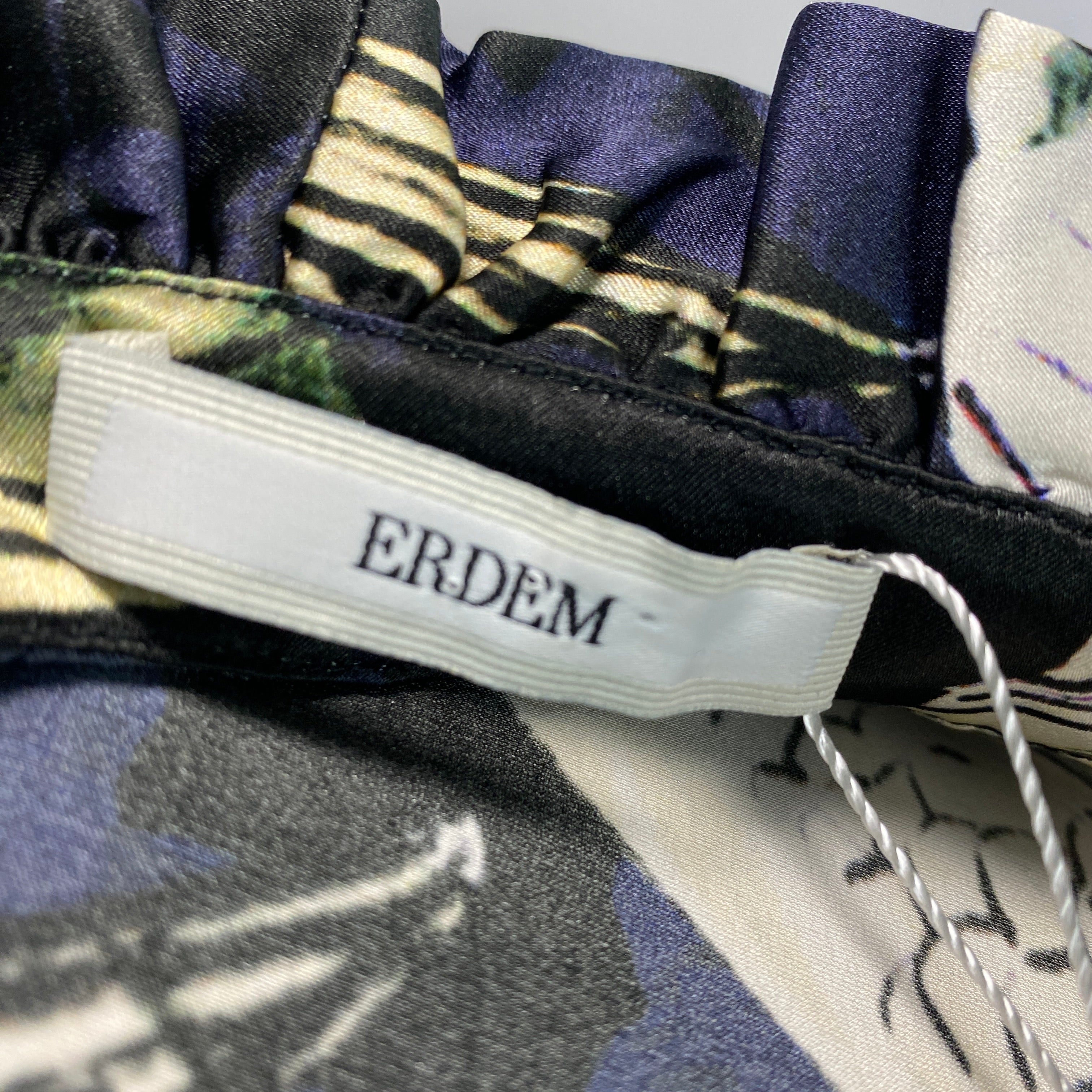 Erdem Black & Cream Carp Print Silk Maxi Siren Dress M