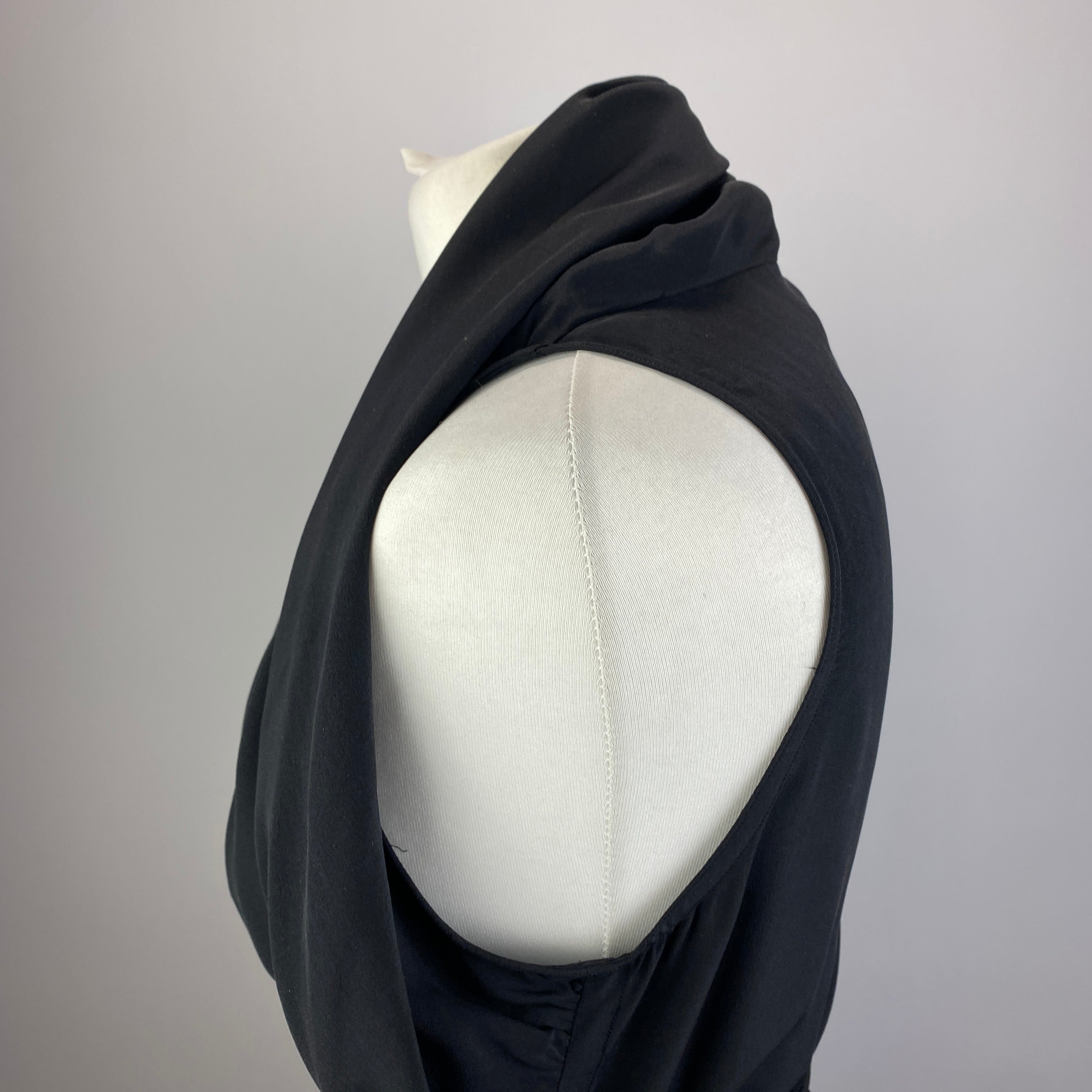 Rick Owens £930 Black Silk Wrap Tulip Dress M