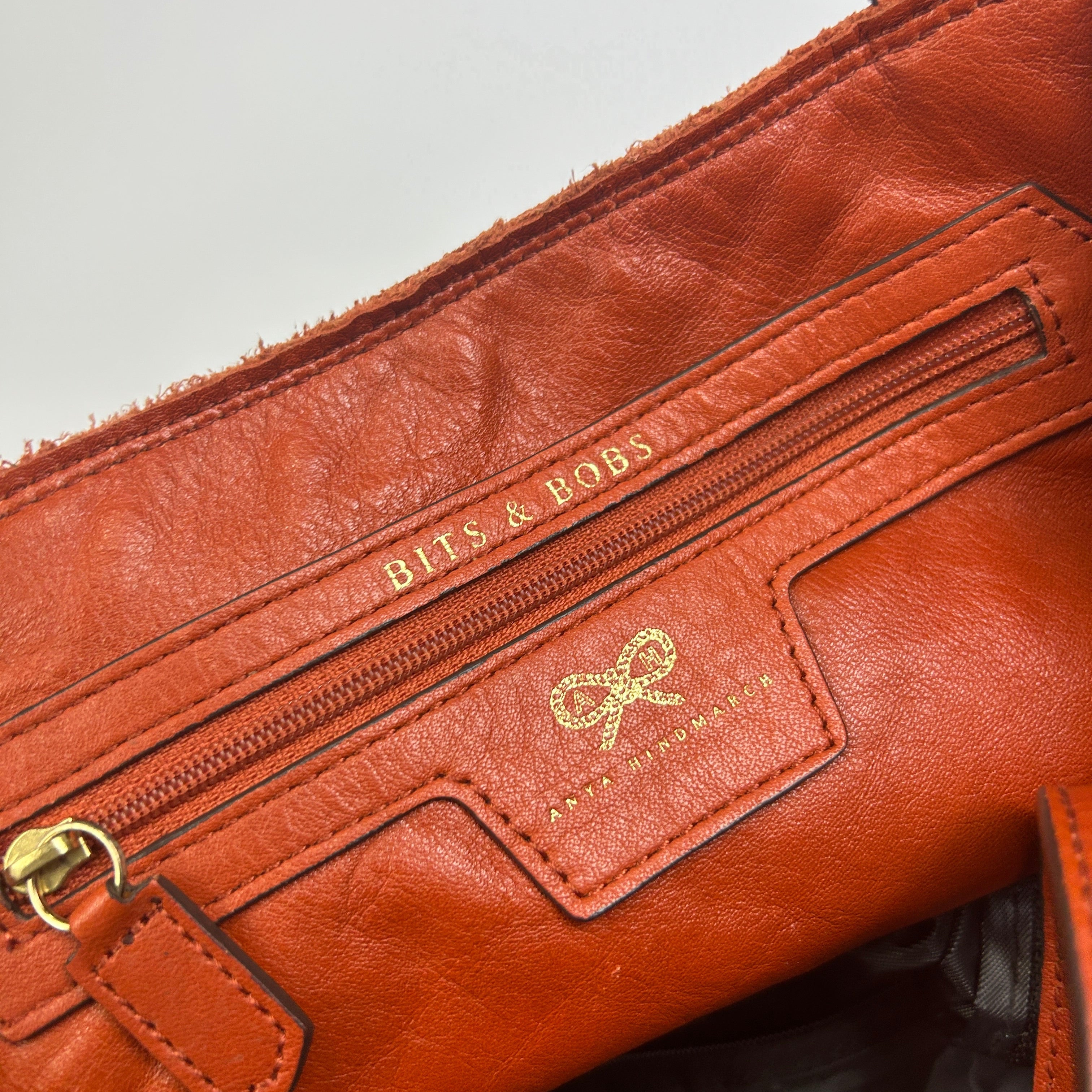 Anya Hindmarch Orange Topstitched Nevis Large Tote Bag