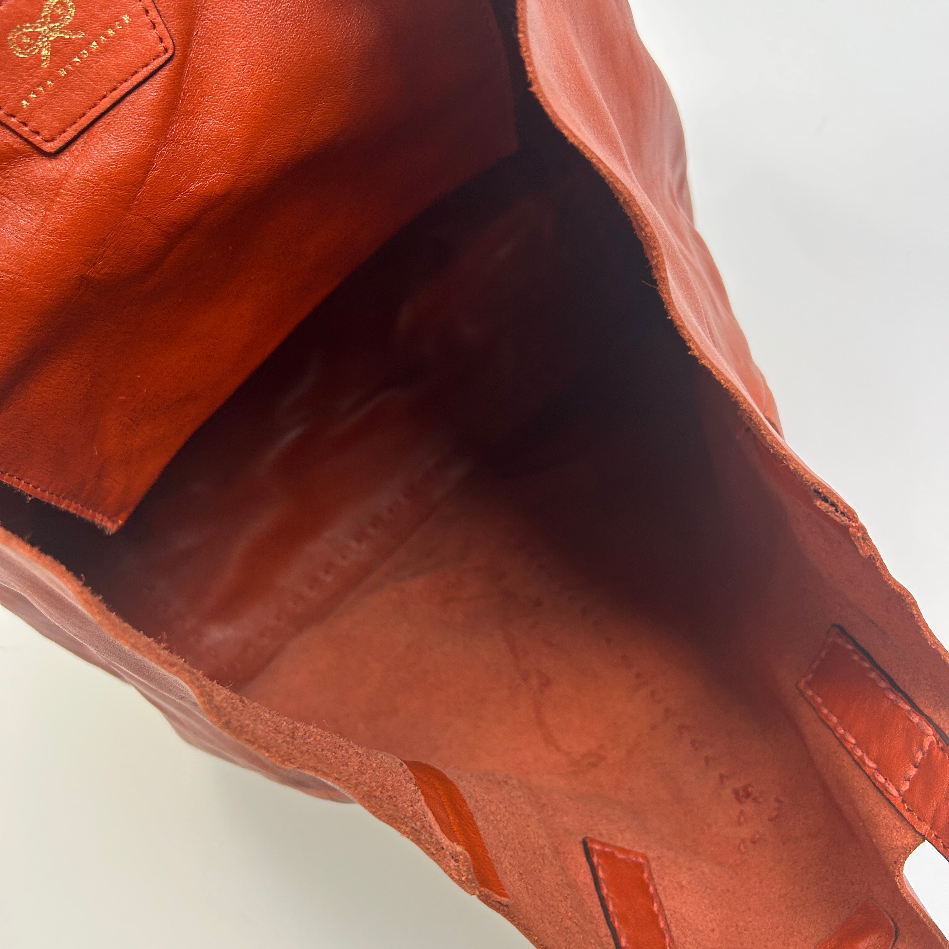 Anya Hindmarch Orange Topstitched Nevis Large Tote Bag