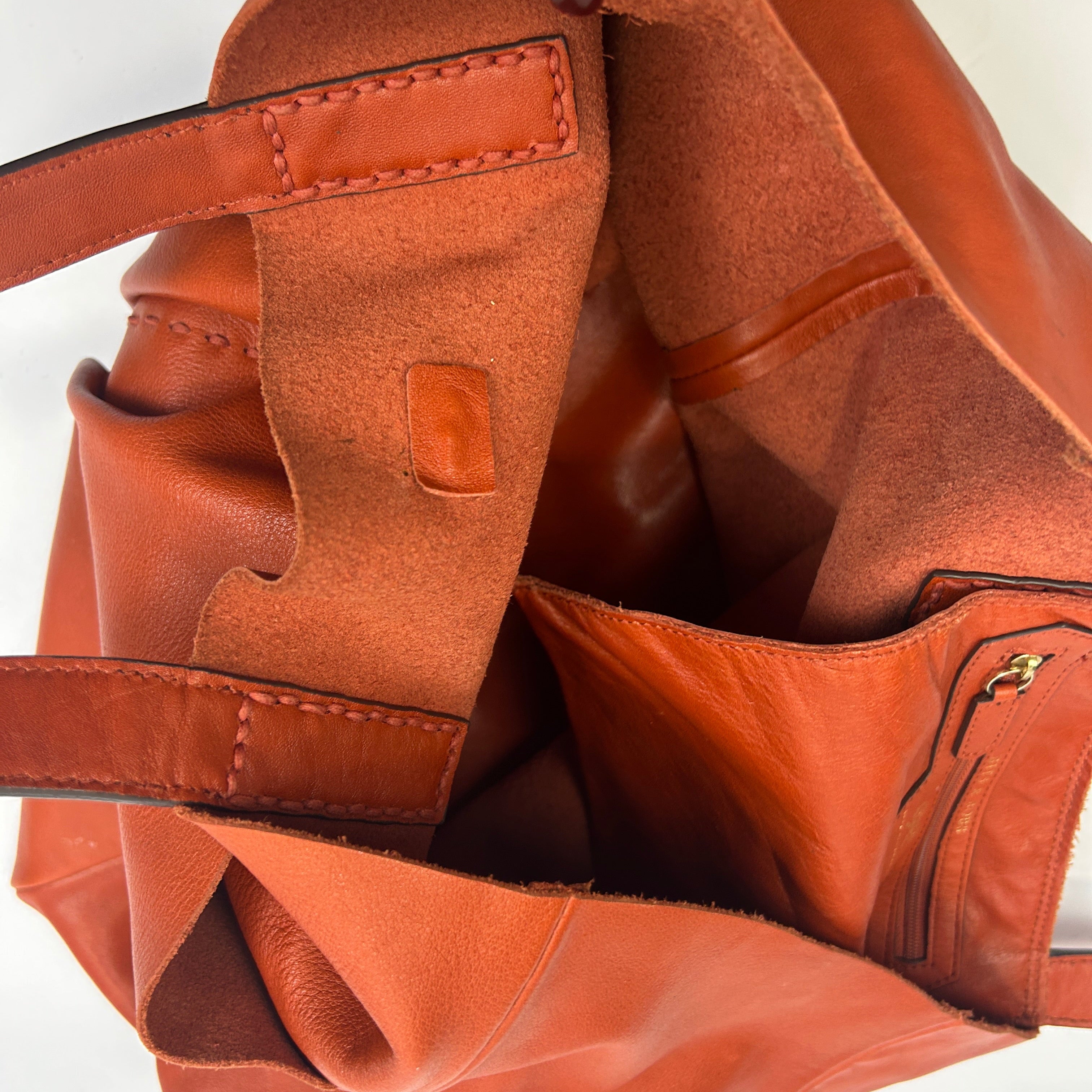 Anya Hindmarch Orange Topstitched Nevis Large Tote Bag