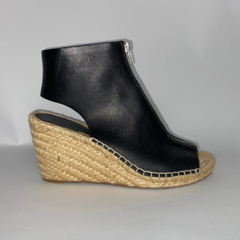 Celine Phoebe Philo Black Zippered Espadrille Wedges 39.5