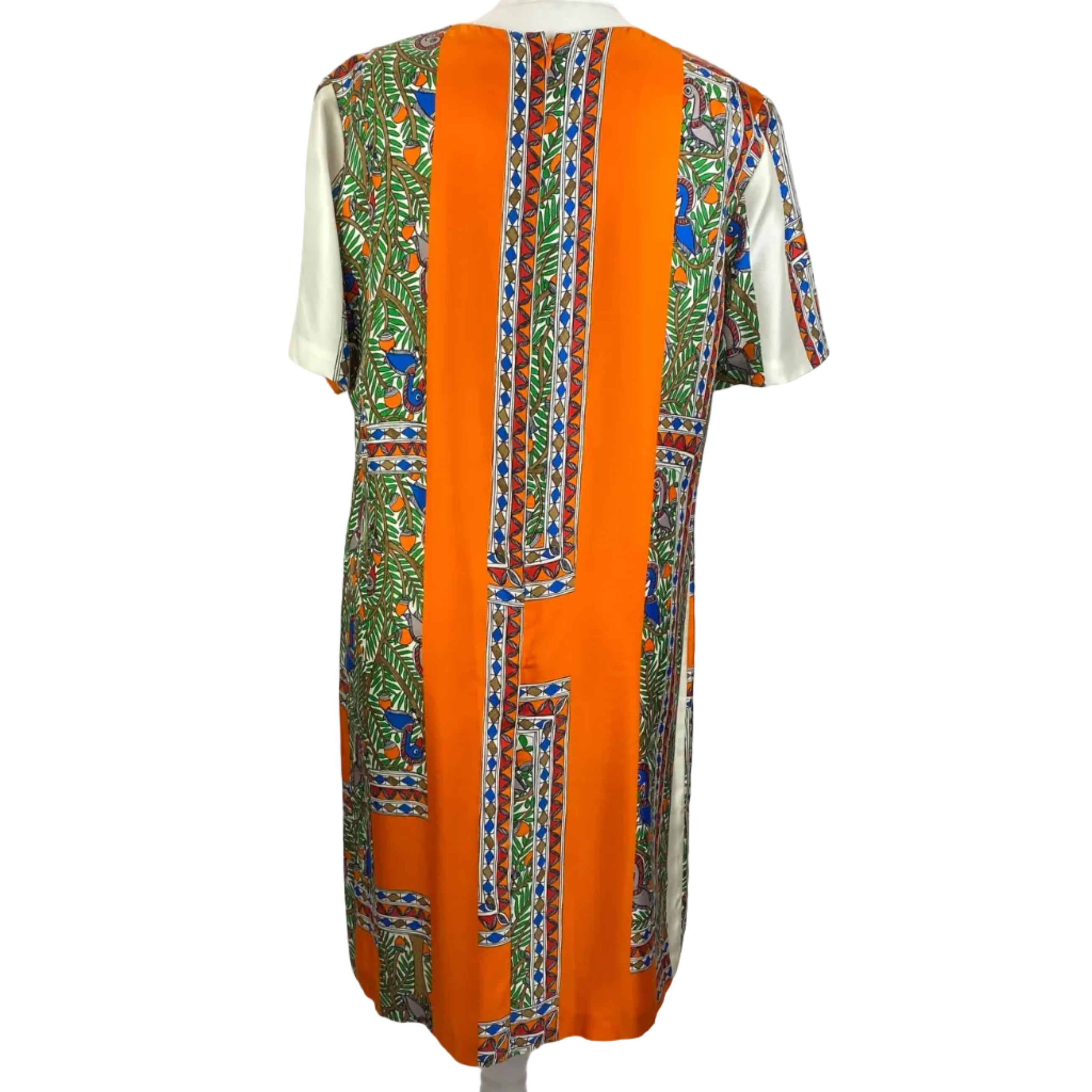Tory Burch Vibrant Bird Print Silk Twill Midi Dress L