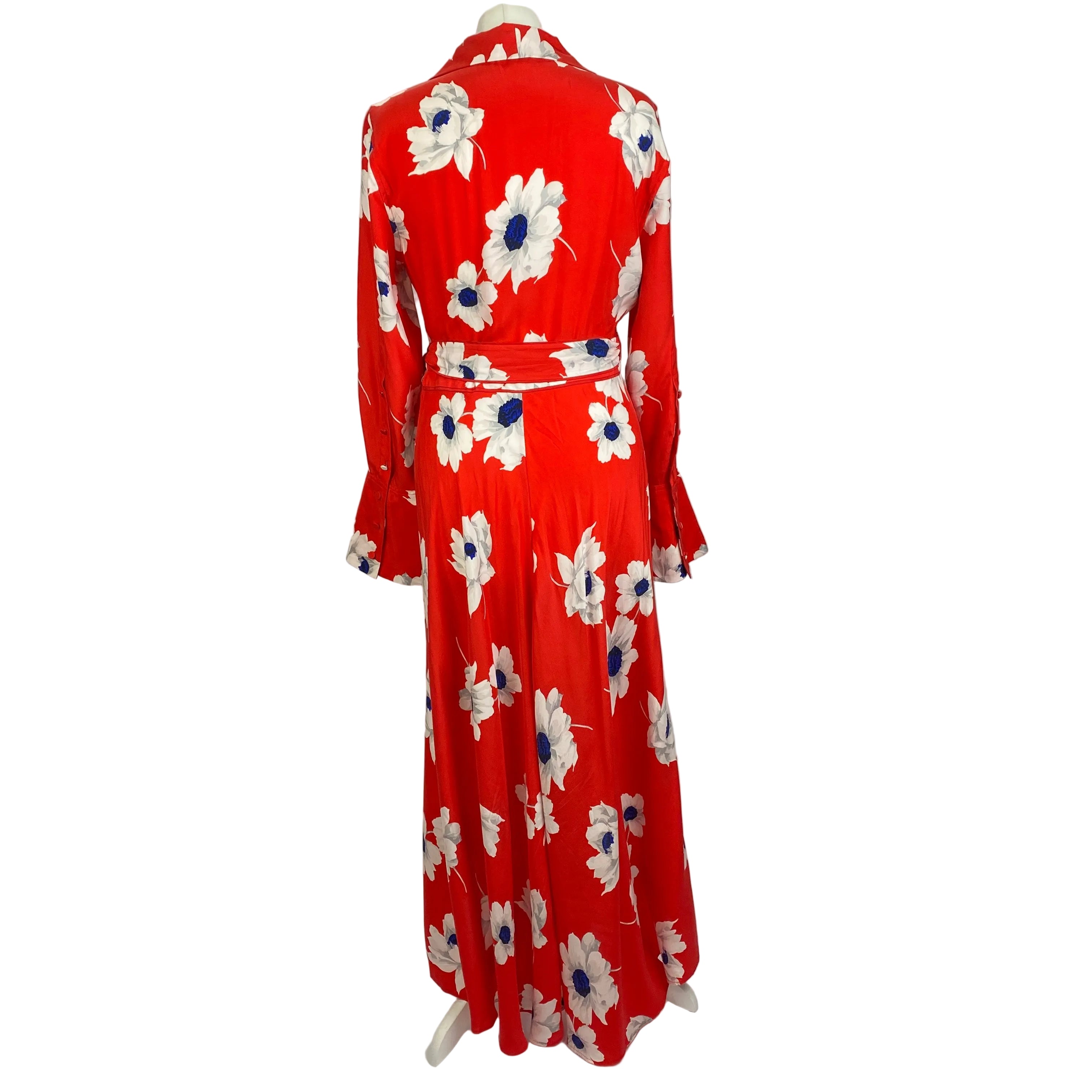 Equipment Soft Red Floral Print Silk Wrap Dress M