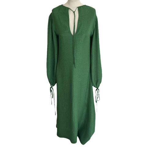 Olivia Von Halle Green Snakeskin Silk Tie Back Maxi Dress M