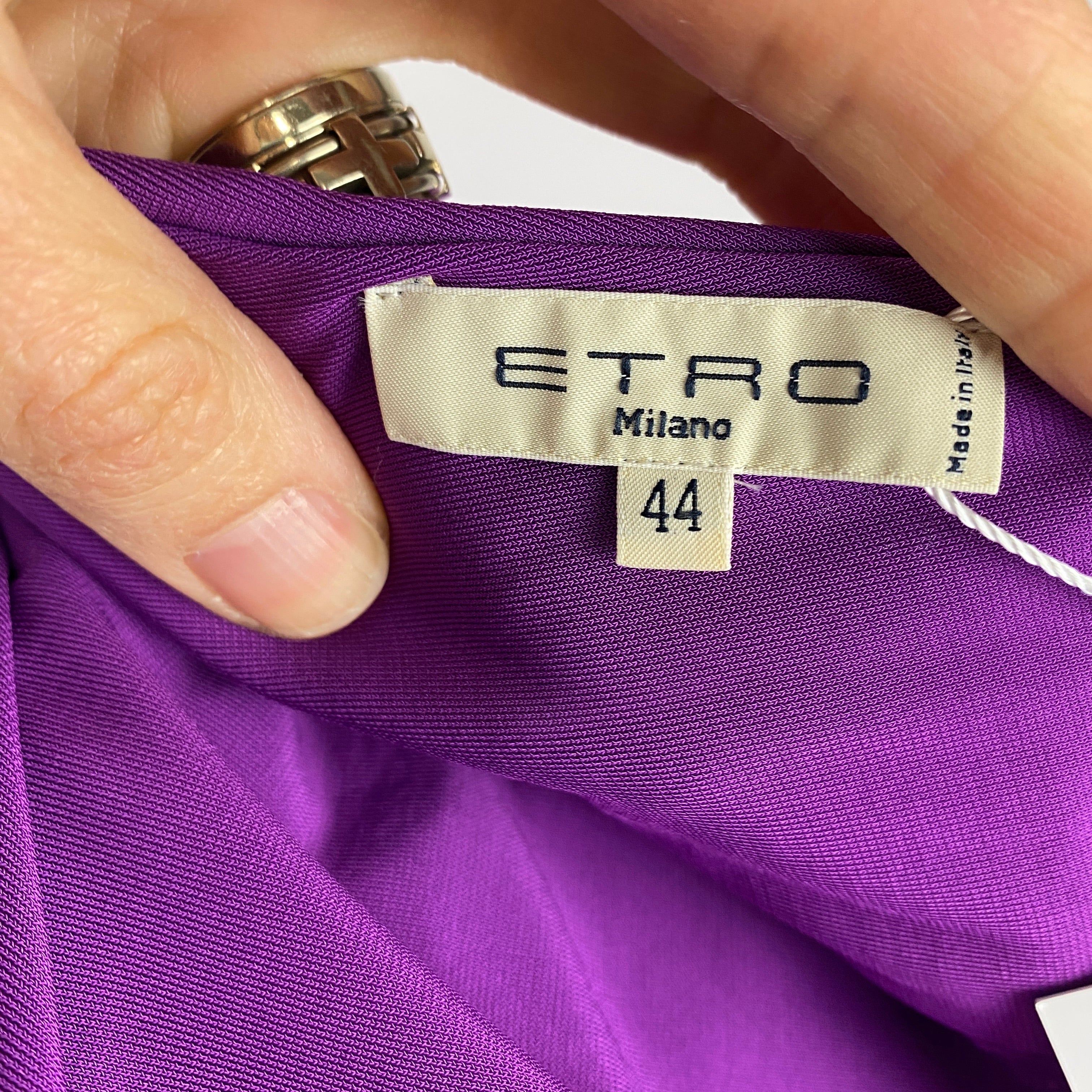 Etro Violet Silky Jersey Ruched Maxi Dress M
