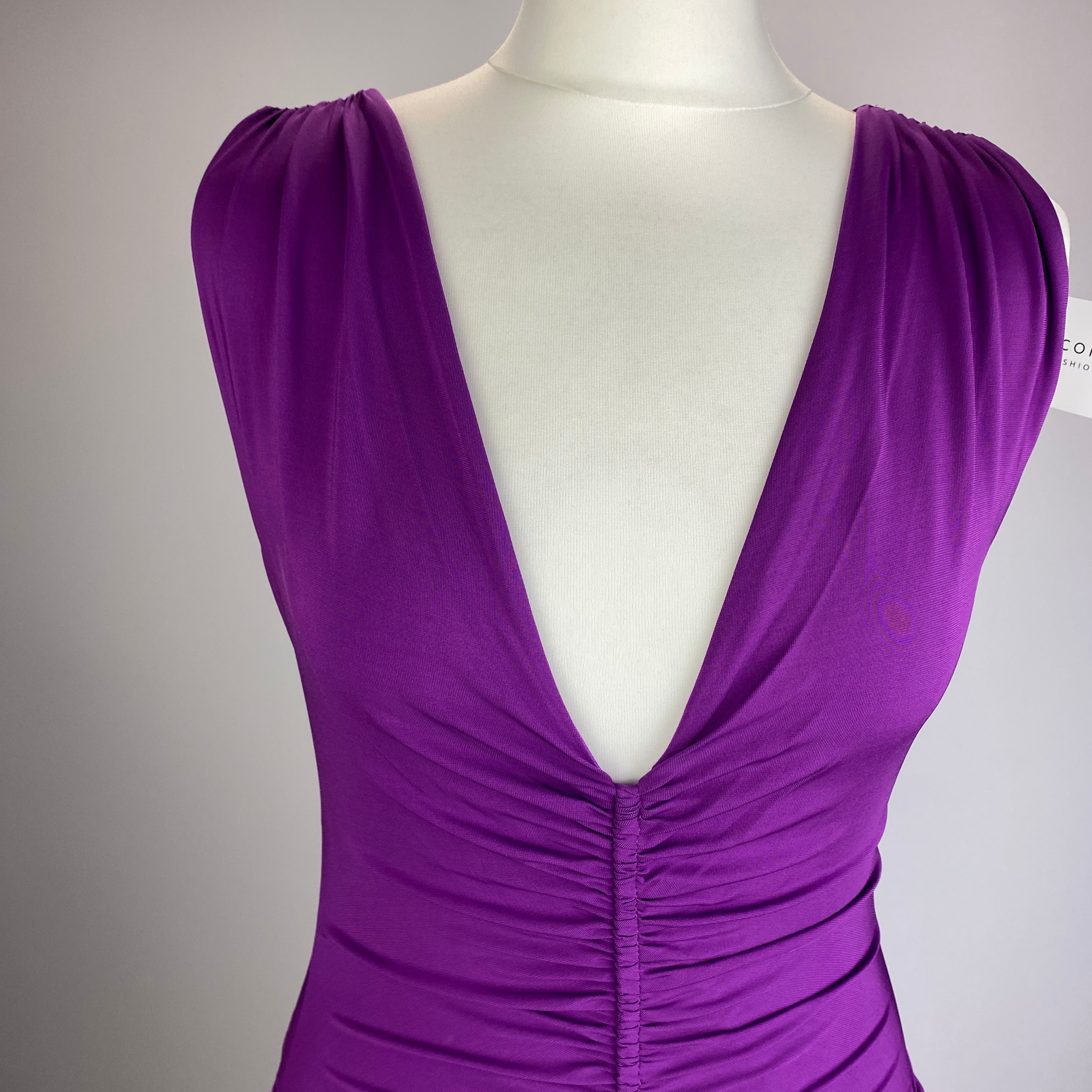 Etro Violet Silky Jersey Ruched Maxi Dress M