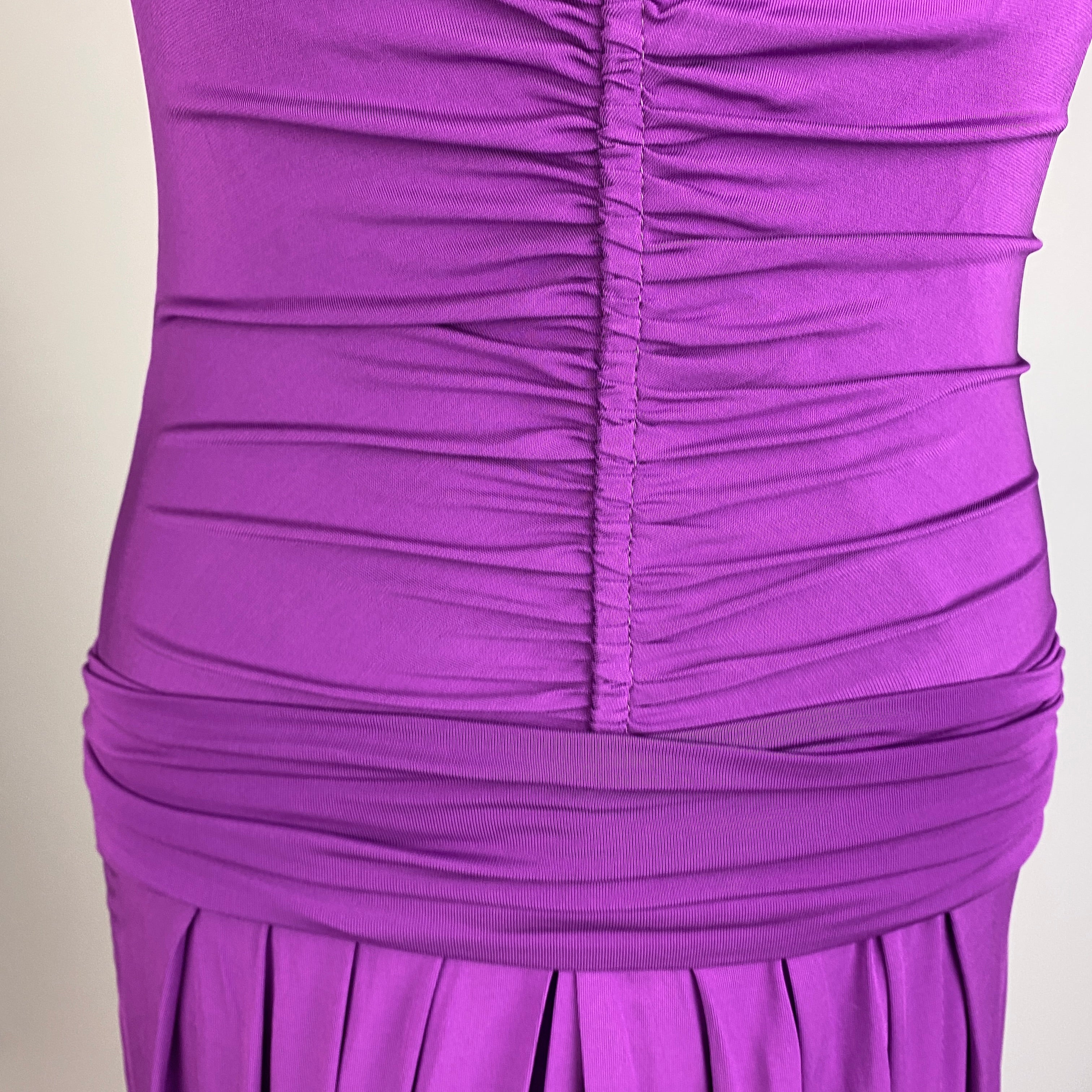 Etro Violet Silky Jersey Ruched Maxi Dress M
