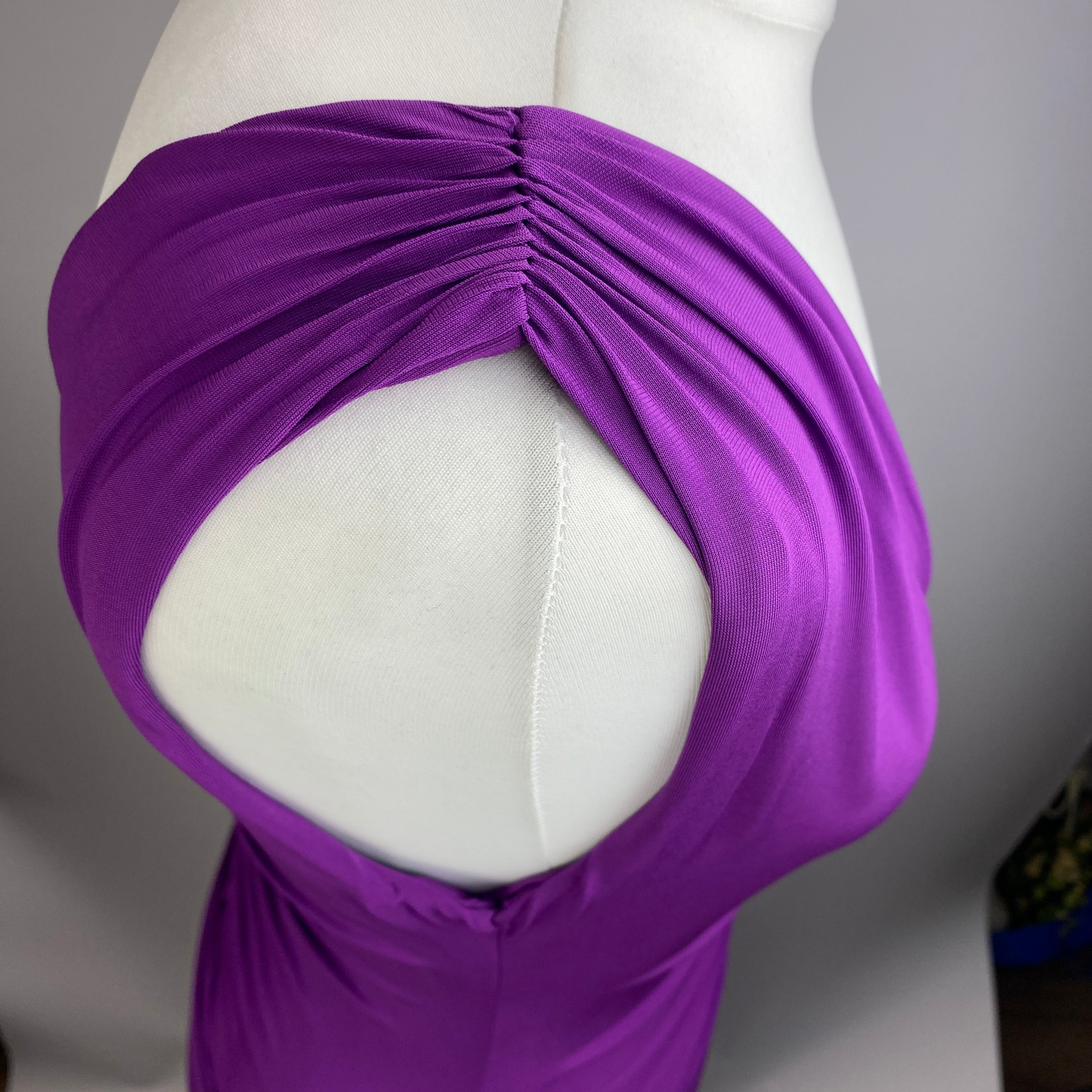 Etro Violet Silky Jersey Ruched Maxi Dress M