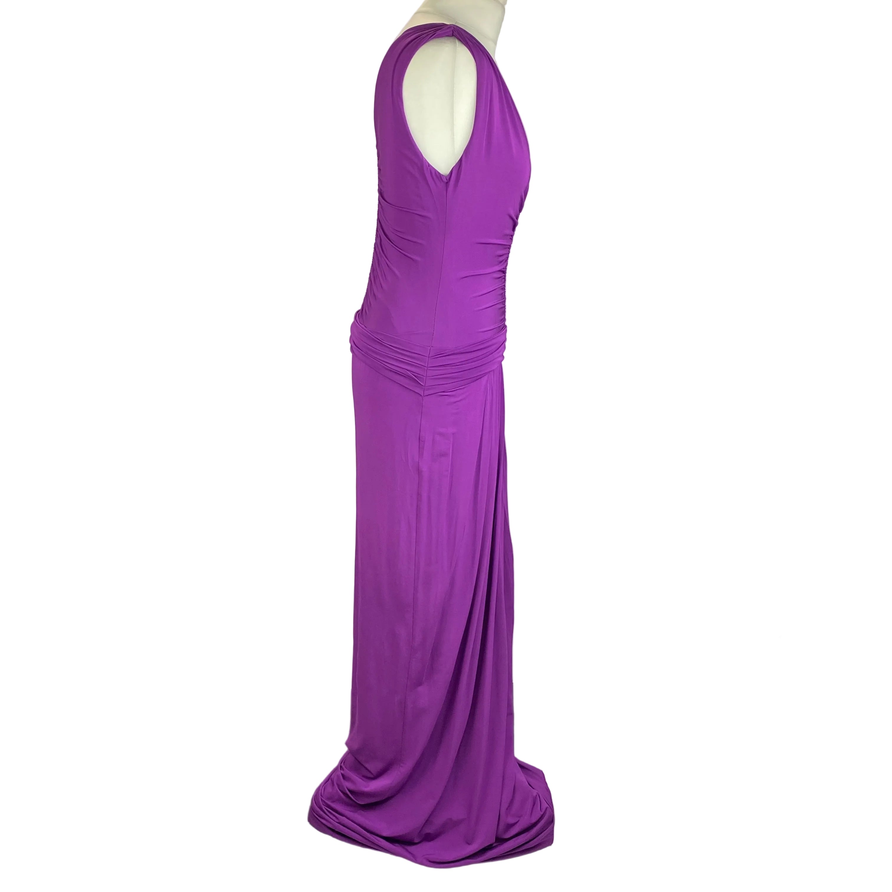Etro Violet Silky Jersey Ruched Maxi Dress M