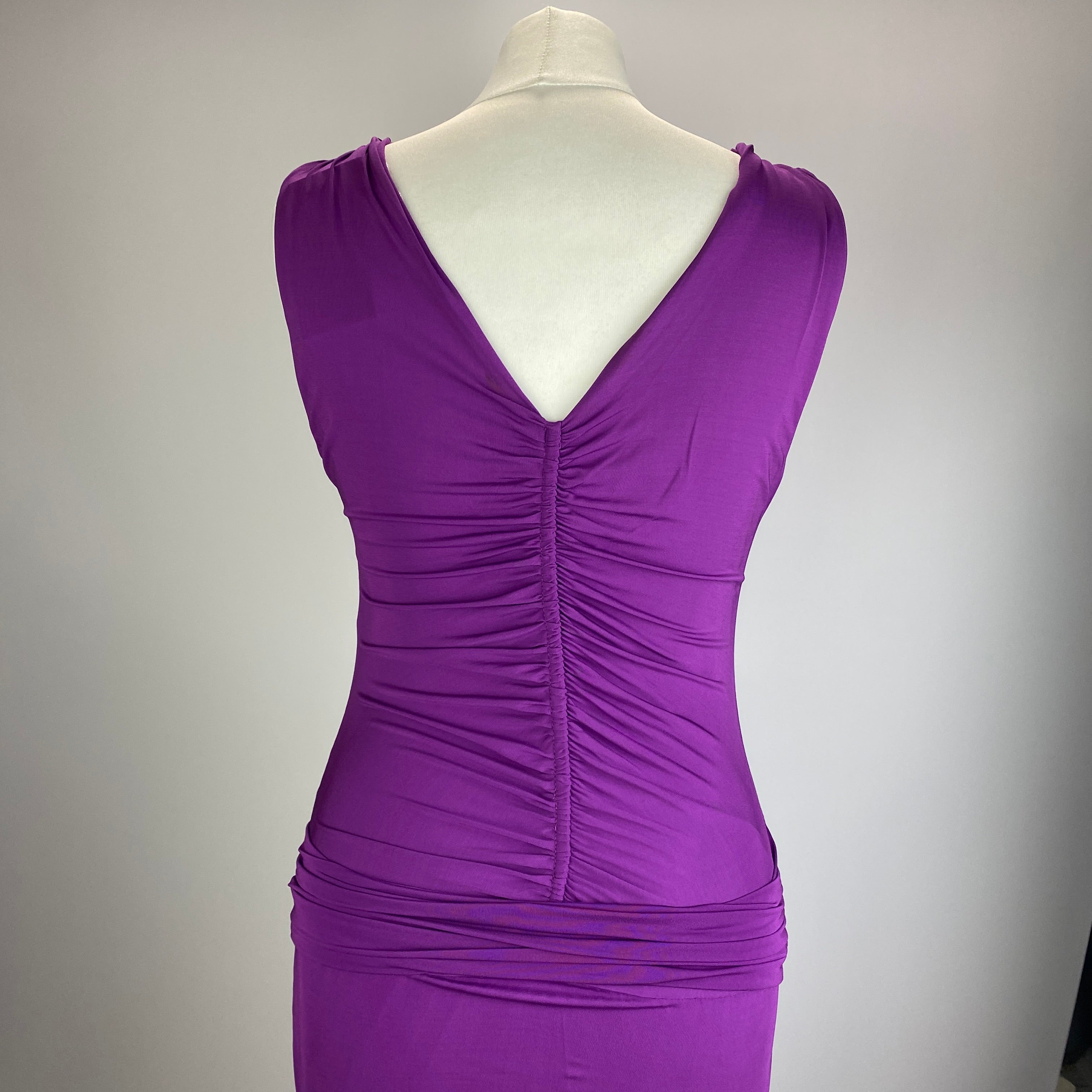 Etro Violet Silky Jersey Ruched Maxi Dress M