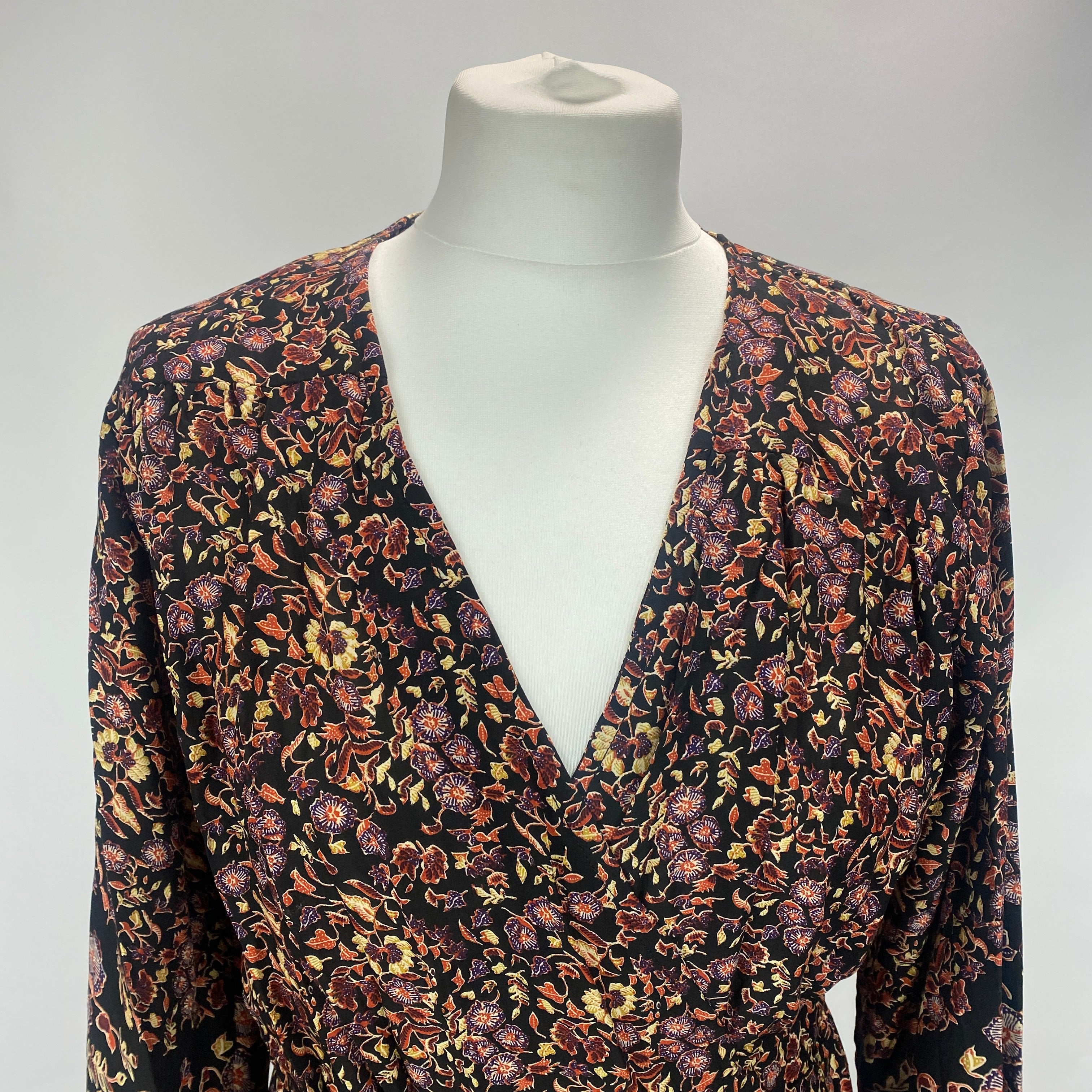 Natalie Martin Black Floral Wrap Maxi Dress M