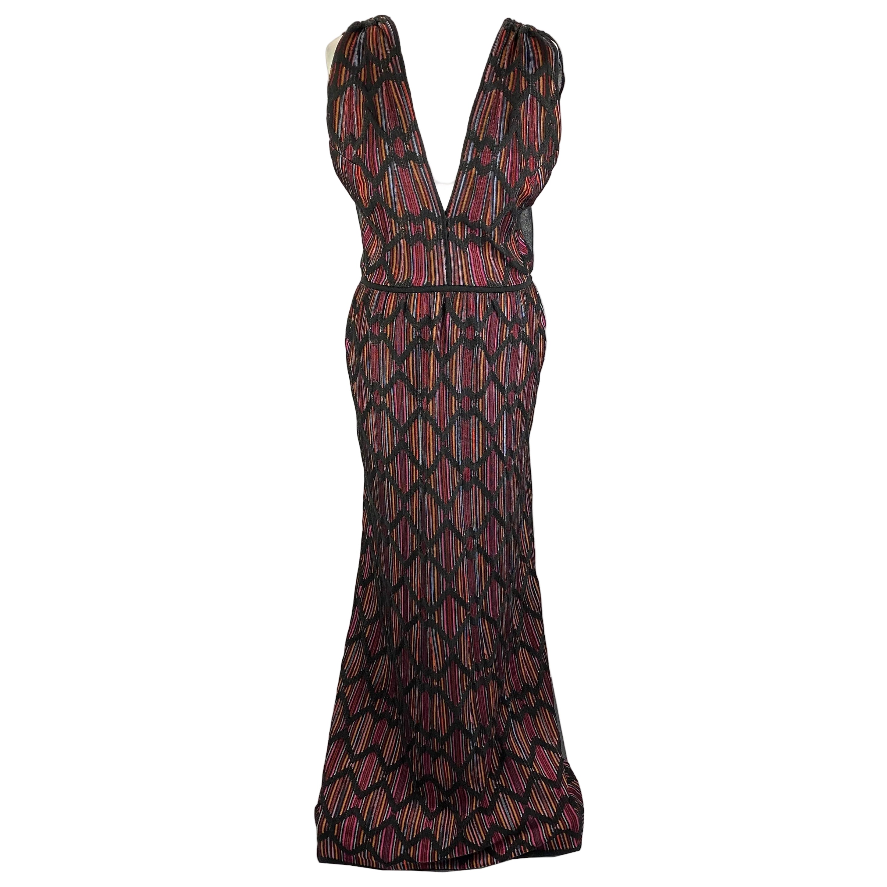 M Missoni New Black Stripe Knit  Maxi Dress S