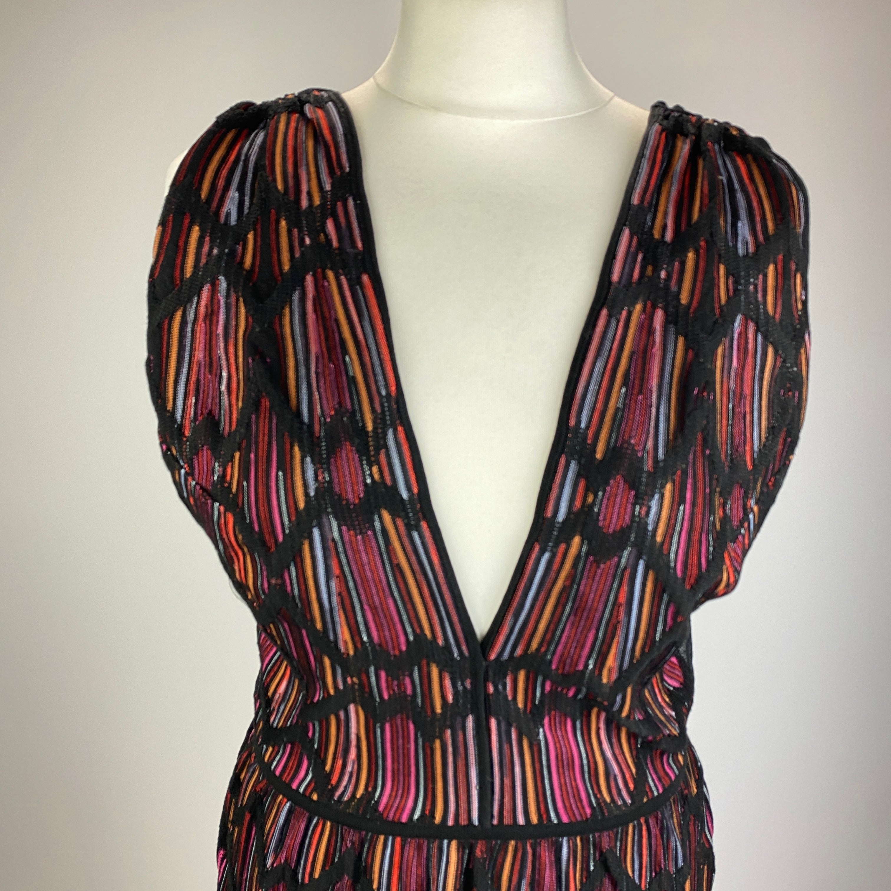 M Missoni New Black Stripe Knit  Maxi Dress S