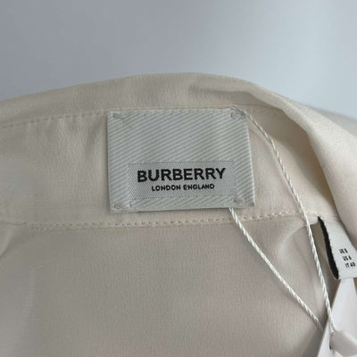 Burberry Cream Silk Gold Popper Button Shirt XS