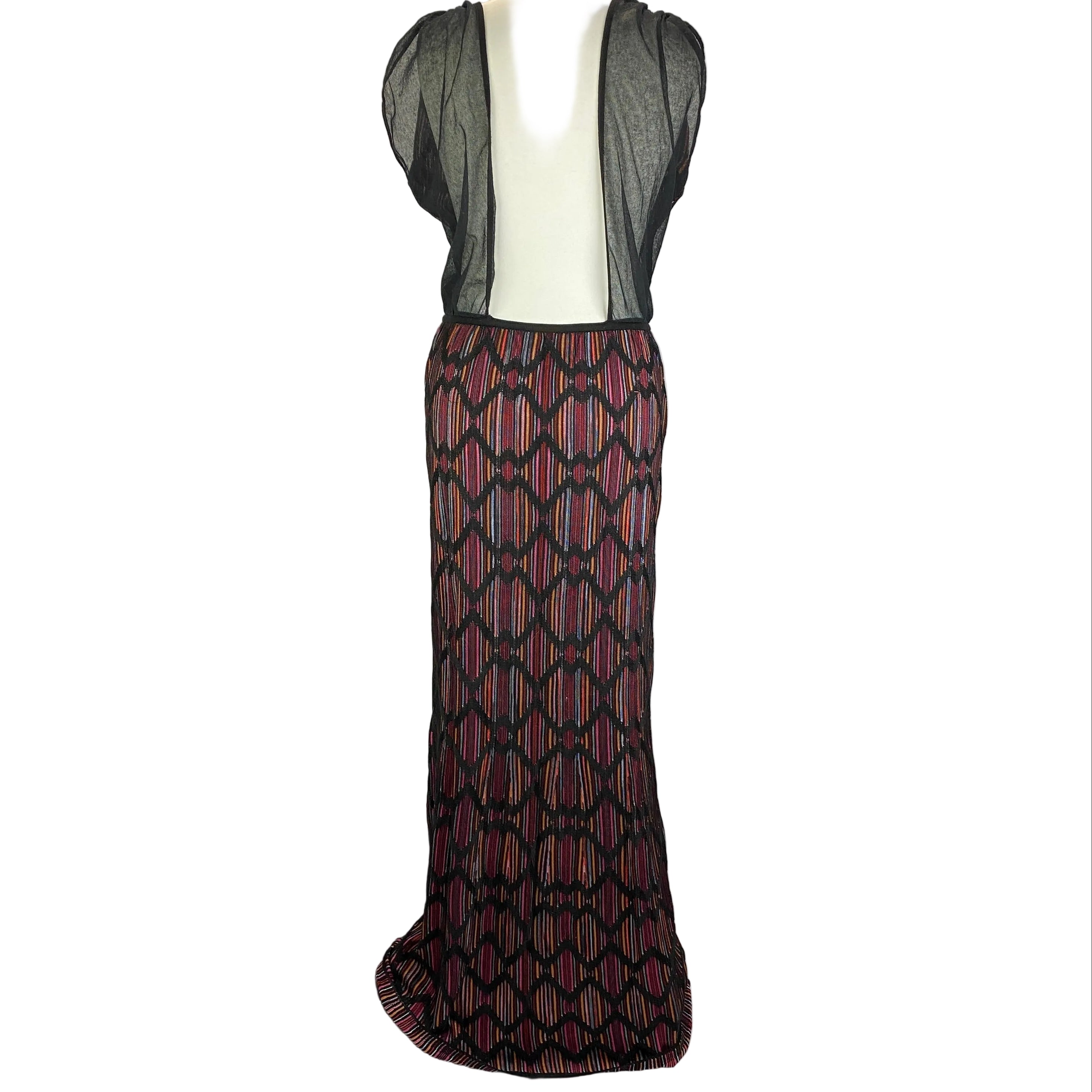 M Missoni New Black Stripe Knit  Maxi Dress S