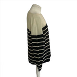 Chinti & Parker Cream & Navy Stripe Cashmere Sweater L