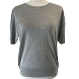 Dries Van Noten Silver Fine Knit Short Sleeve Sweater XS