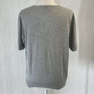 Dries Van Noten Silver Fine Knit Short Sleeve Sweater XS