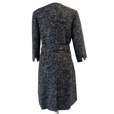 Max Mara Navy & Grey Tweed Wool & Alpaca Coat S