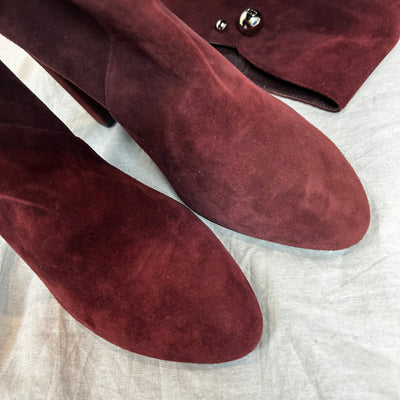 Christian Dior £1400 Burgundy Suede Over The Knee Boots 38